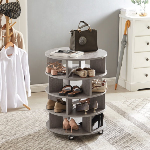 Latitude Run® 4Tier 16 Paris Revolving Lazy Susan Shoe Rack Storage